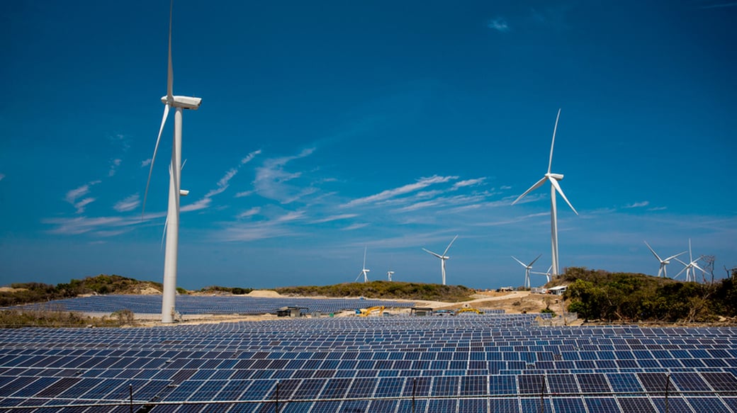 Wind and solar farm - day