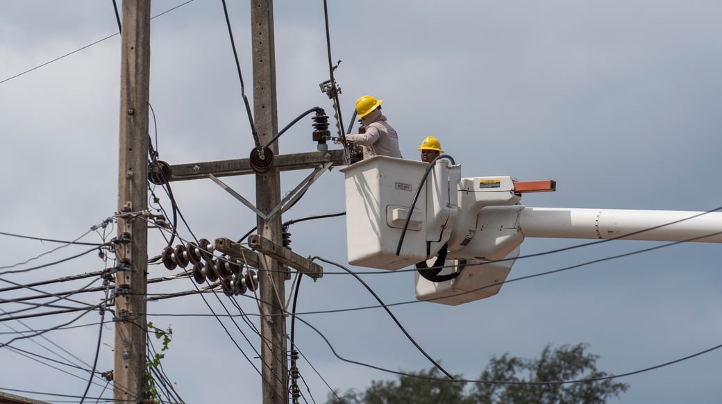 Utility line workers