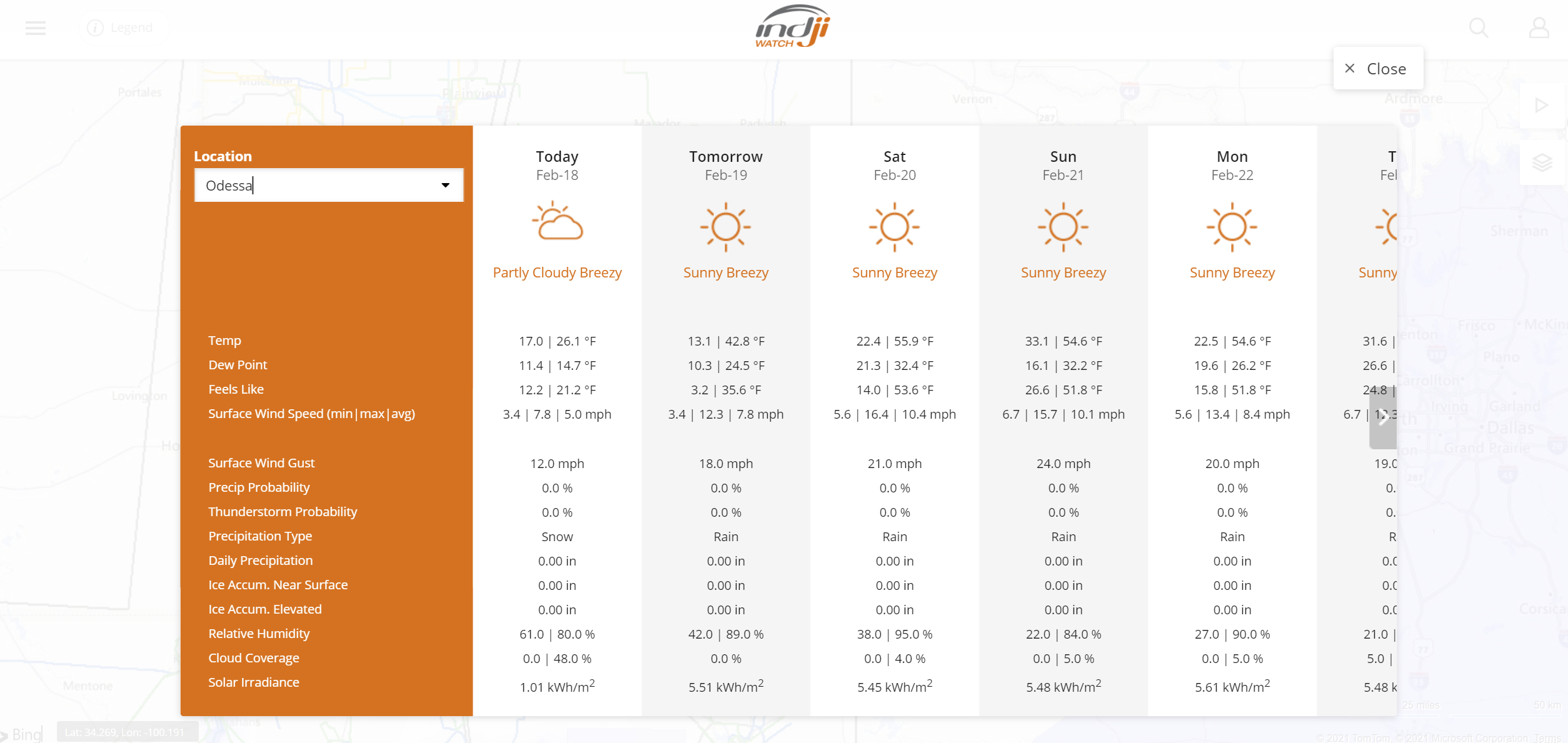 Daily forecast summary Daily forecast summary