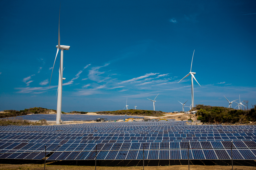 Wind and solar farm - day Wind and solar farm - day