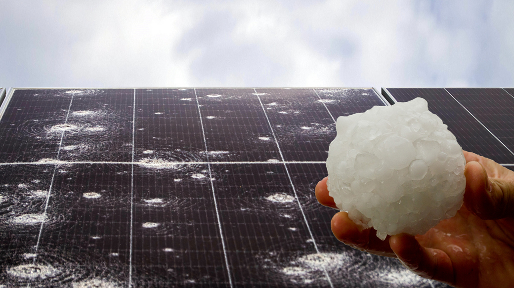 Solar panel_hand with hail