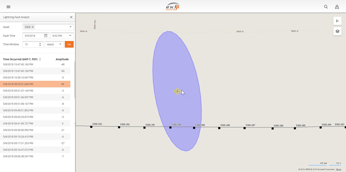 Lightning strike ellipse near utility lines Lightning strike ellipse near utility lines