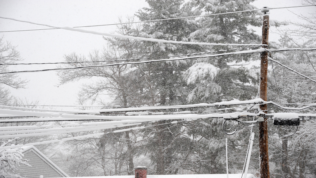 Ice and snow on power lines